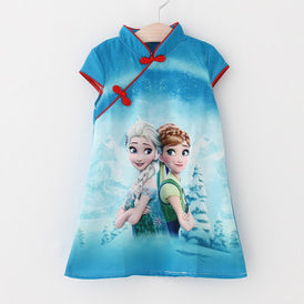 Girls Elsa Cheongsam Dress Frozen Costume - Little Kooma