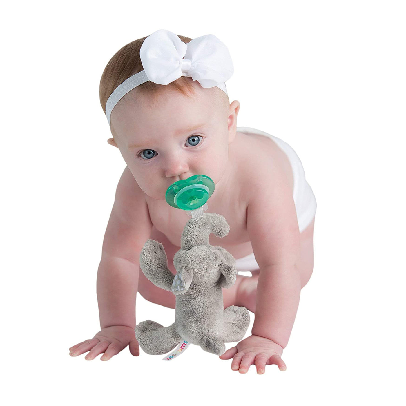 Nookums Paci-Plushies Buddies - Elephant Pacifier Holder - Plush Toy Includes Detachable Pacifier - Little Kooma