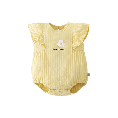 [ZBG07] Baby Girl Ruffled Sleeve Bodysuit w White Flower - Little Kooma