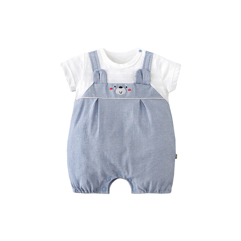 Baby Bear Fake Two Piece Romper w Suspenders - Little Kooma