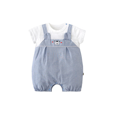 Baby Bear Fake Two Piece Romper w Suspenders - Little Kooma