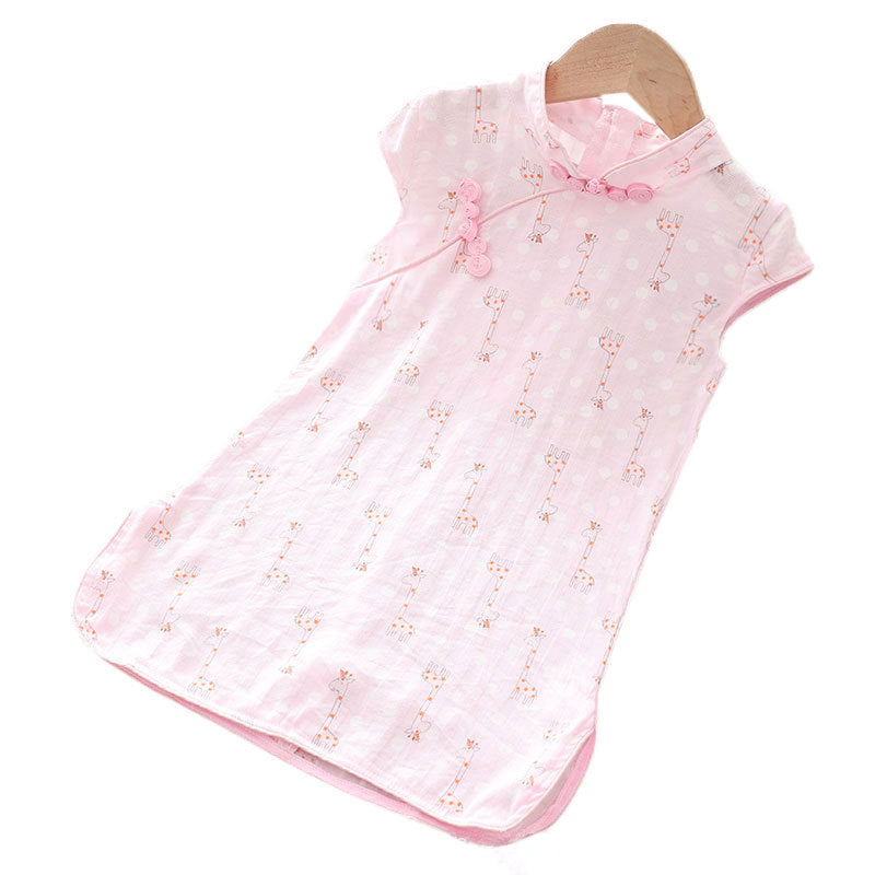 [KG18] Kids Girls Cheongsam Dress w Giraffe CNY Chinese New Year Outfit - Little Kooma