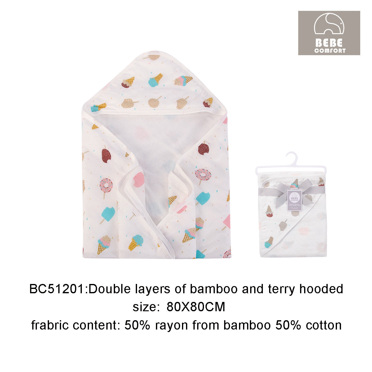 Hooded Bath Towel Muslin Swaddle Comfort Bamboo Cotton - 0512 - Little Kooma