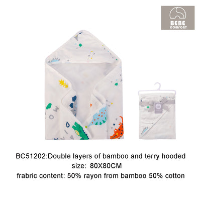 Hooded Bath Towel Muslin Swaddle Comfort Bamboo Cotton - 0512 - Little Kooma