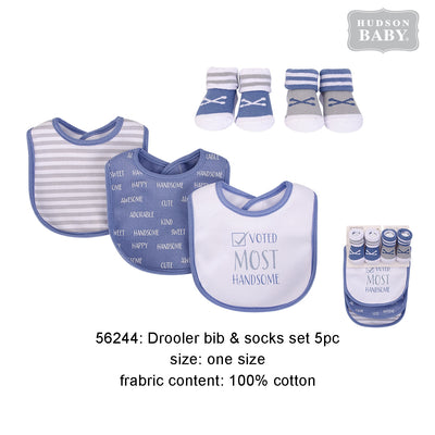 Hudson Baby Bibs n Socks 5 Pcs Pack - Little Kooma