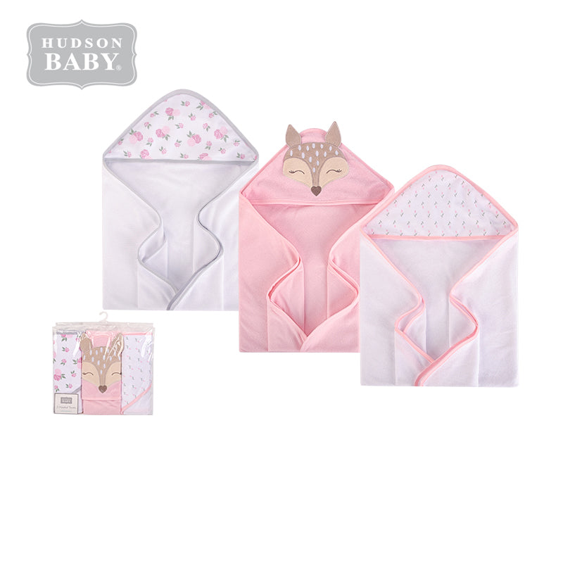Hudson Baby Knit Terry Hooded Towel Set 3 Piece 57899 Fawn - Little Kooma