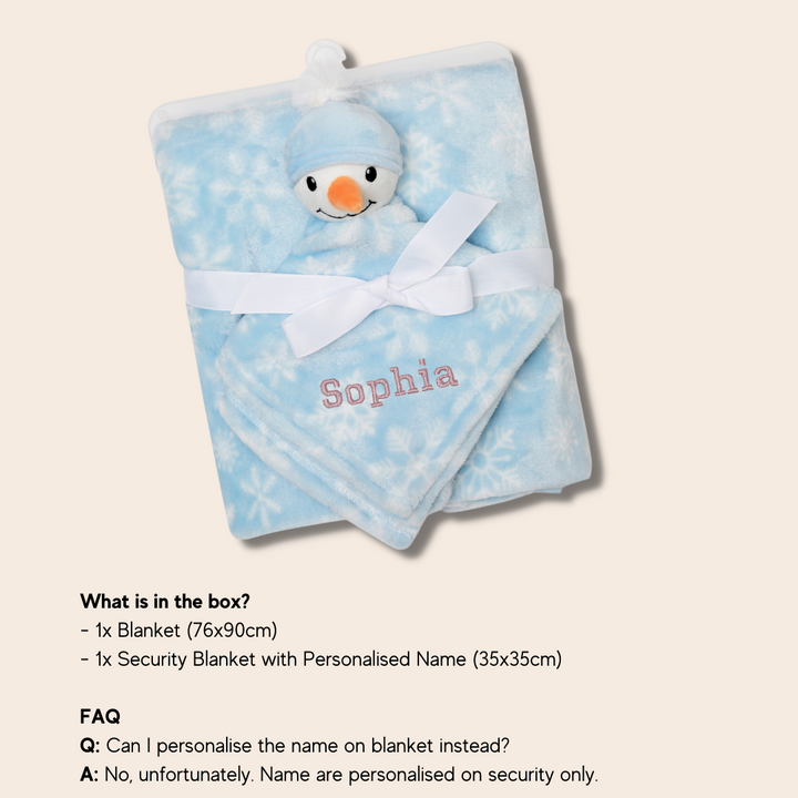Personalised Customized Hudson Baby Plush Blanket With Snow Man 56527 - Little Kooma