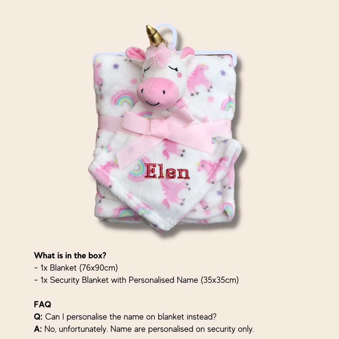 Personalised Customized Luvable Friends Plush Blanket With Sherpa Backing Rainbow Unicorn 40405 - Little Kooma