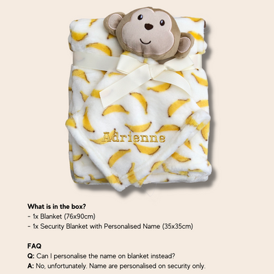 Personalised Customized Luvable Friends Plush Blanket With Sherpa Backing Banana Monkey 40404 - Little Kooma