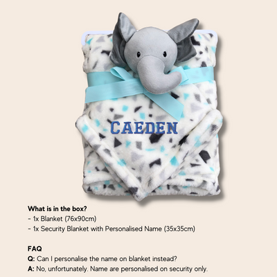 Personalised Customized Luvable Friends Plush Blanket With Sherpa Backing Terrazzo Elephant 40408 - Little Kooma