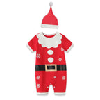 Baby Christmas Outfit Santa Short Sleeve Romper n Hat 2pc Set - Little Kooma