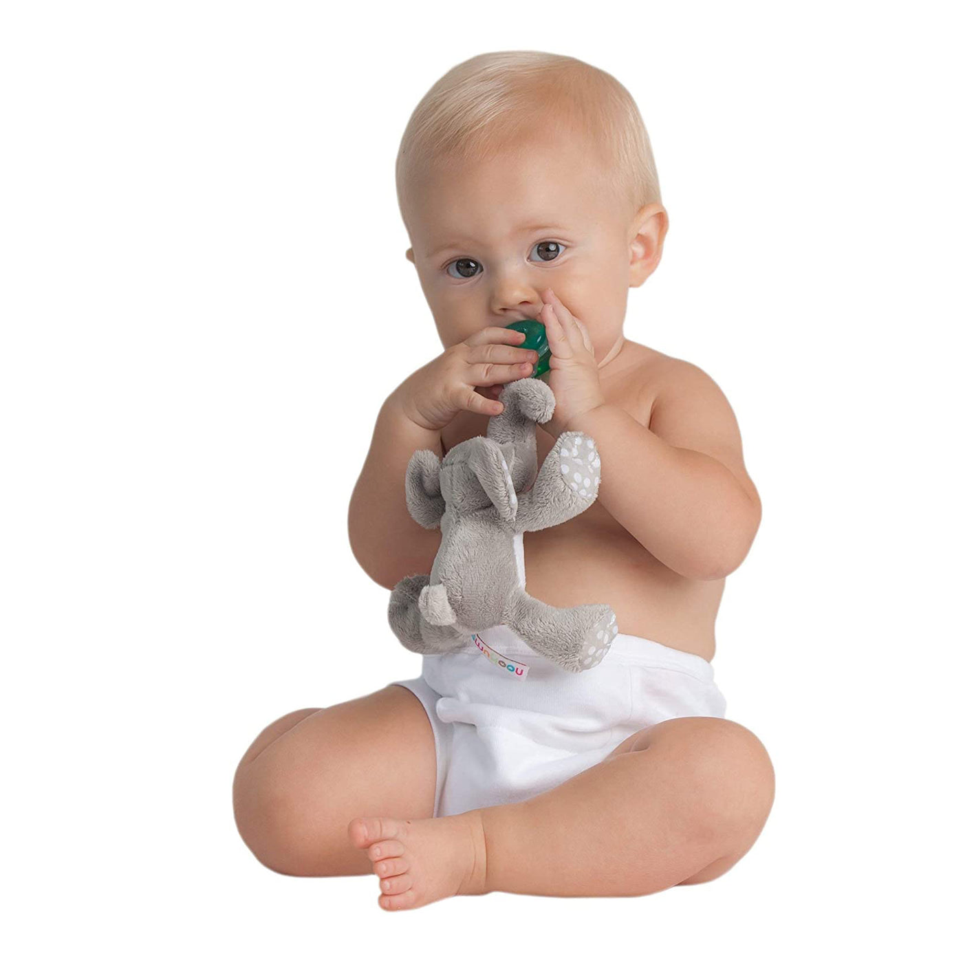 Nookums Paci-Plushies Buddies - Elephant Pacifier Holder - Plush Toy Includes Detachable Pacifier - Little Kooma