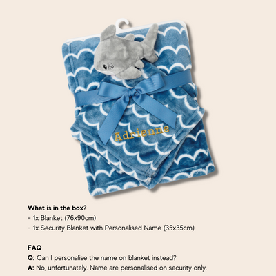 Personalised Customized Hudson Baby Plush Blanket With Baby Shark 17432 - Little Kooma