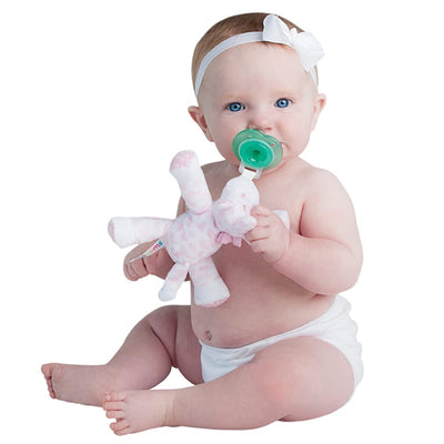 Nookums Paci-Plushies Buddies - Pink Giraffe Pacifier Holder - Plush Toy Includes Detachable Pacifier - Little Kooma