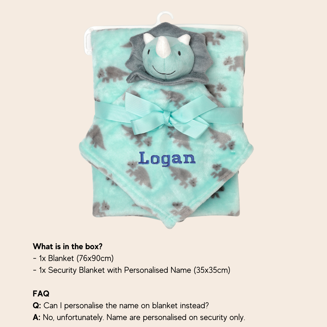 Personalised Customized Luvable Friends Plush Blanket With Triceratops 16517 - Little Kooma