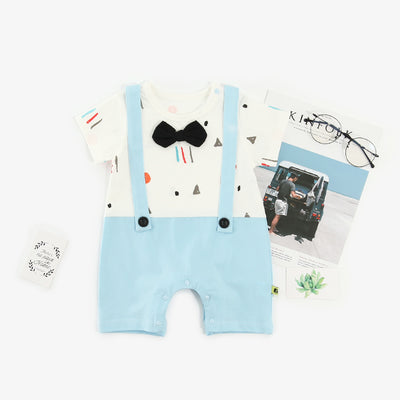 Baby Boy Fake Two Piece Romper w Suspenders n Bow - 1009 - Little Kooma