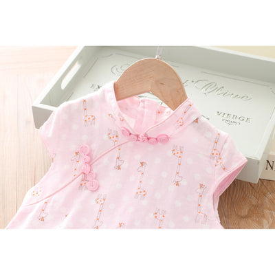 [KG18] Kids Girls Cheongsam Dress w Giraffe CNY Chinese New Year Outfit - Little Kooma