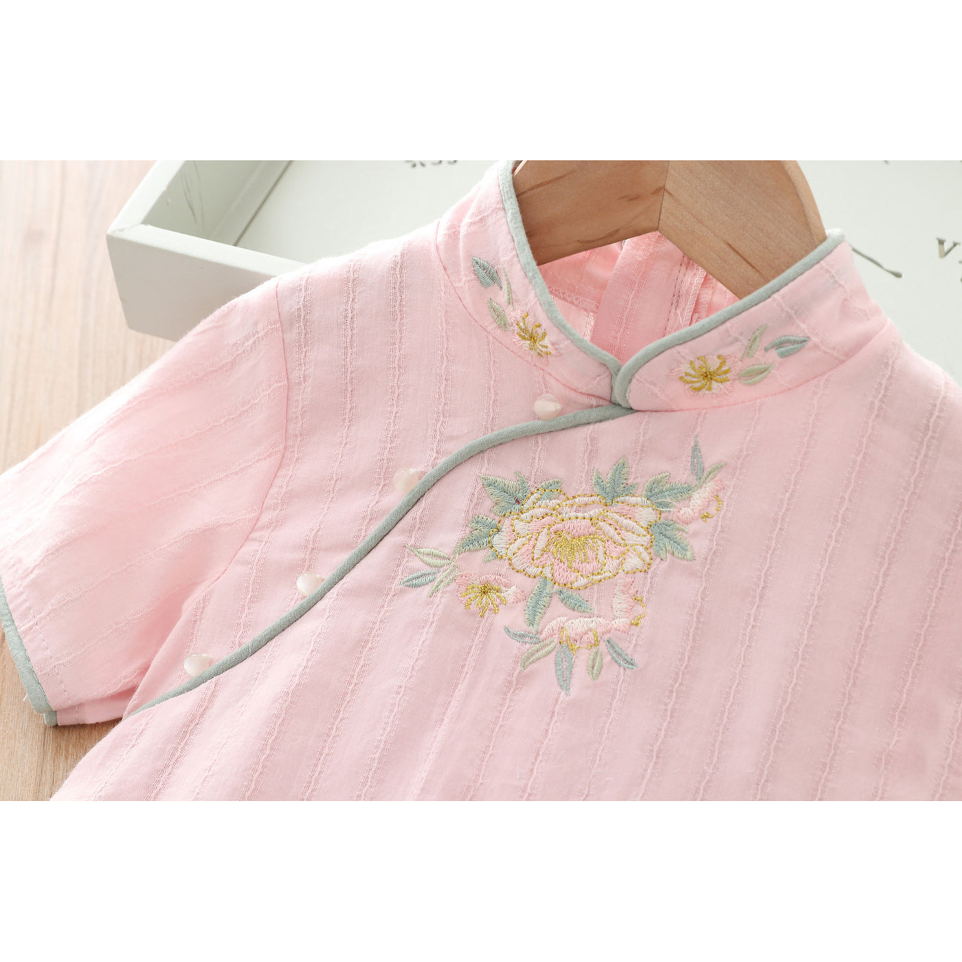 [KG16] Kids Girls Cheongsam 2 Piece Set Top n Voile Shorts CNY Chinese New Year Outfit - Little Kooma