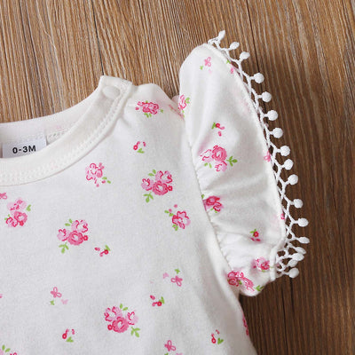 Little Kooma Baby Girl Bodysuit 3pc Set Flare Sleeve Flower Bunny 800001 - Little Kooma