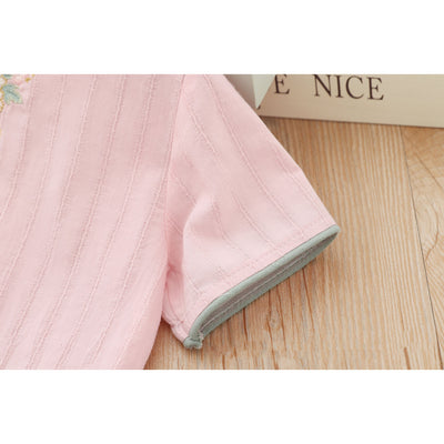 [KG16] Kids Girls Cheongsam 2 Piece Set Top n Voile Shorts CNY Chinese New Year Outfit - Little Kooma