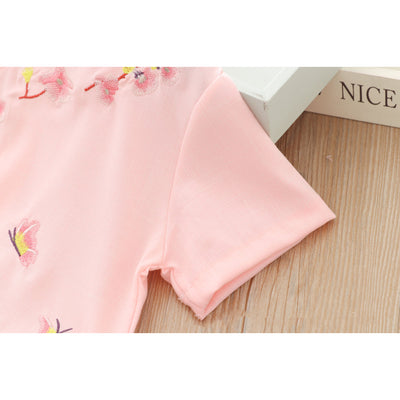 [KG06] Kids Girls Voile Cheongsam Set Top n Skirt Embroidered Flower n Butterfly CNY Chinese New Year Outfit - Little Kooma