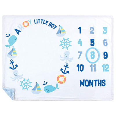 Baby Print Milestone Mink Blanket Photo Background Ahoy Nautical 52229 - Little Kooma