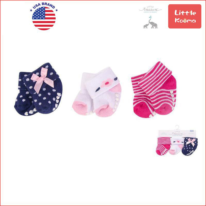 New Born Baby Terry Socks 3 Pack 76223CH Polished - Little Kooma