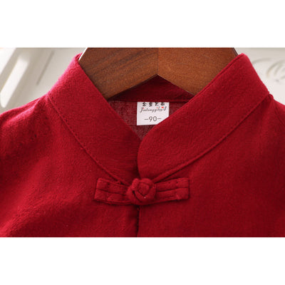 [KB09] Boys Cheongsam Set Embroidered Dragon Front Buttons CNY Chinese New Year Outfit - Little Kooma