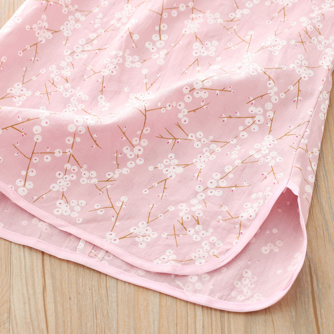 [KG09] Kids Girls White Cotton Flowers Cheongsam Dress Cap Sleeves CNY Chinese New Year Outfit - Little Kooma
