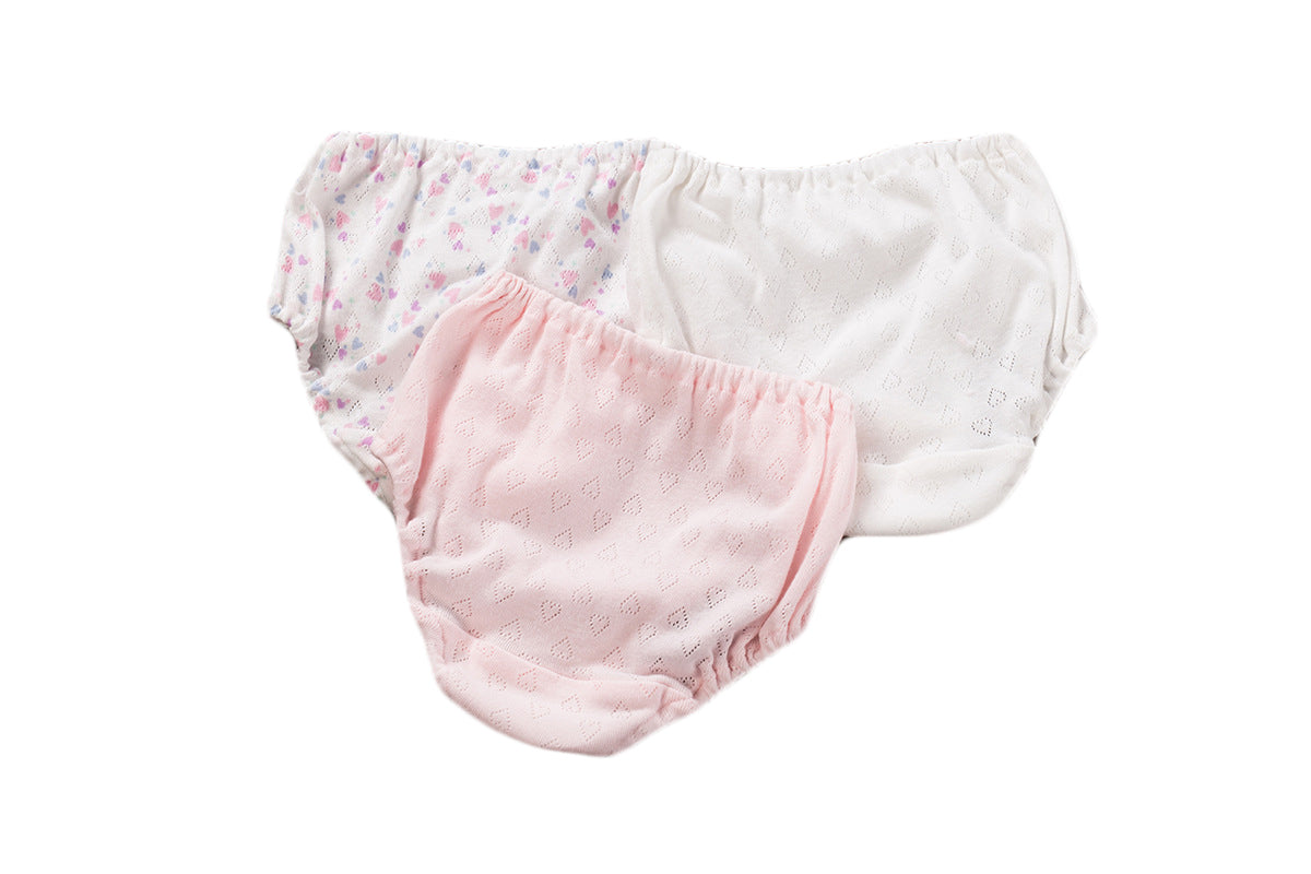 Baby Kid Girls Net Cotton Brief Underwear Pink Hearts 3 Pack - Little Kooma