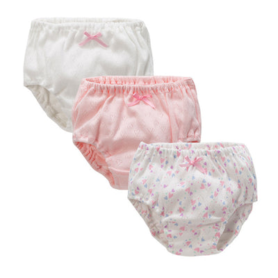 Baby Kid Girls Net Cotton Brief Underwear Pink Hearts 3 Pack - Little Kooma