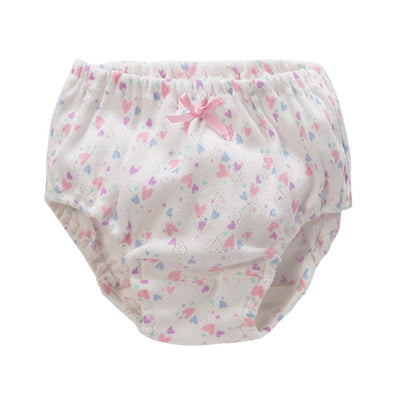 Baby Kid Girls Net Cotton Brief Underwear Pink Hearts 3 Pack - Little Kooma