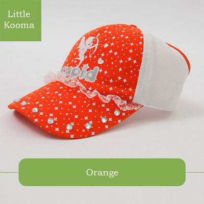 Girls Orange Glitz Lace Trucker Cap Baseball Cap Sun Cap - Little Kooma
