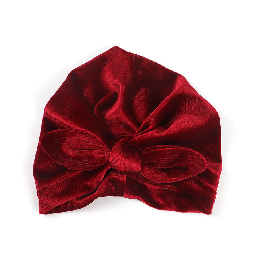 Baby Girl's Velour Turban Hat w Bow - 0816 - Little Kooma