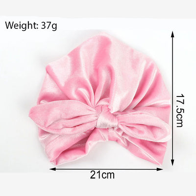 Baby Girl's Velour Turban Hat w Bow - 0816 - Little Kooma