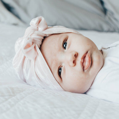 Baby Girl's Velour Turban Hat w Bow - 0816 - Little Kooma