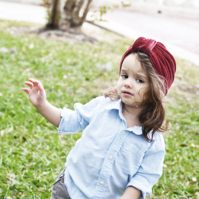 Baby Girl's Velour Turban Hat w Knot - 0816 - Little Kooma