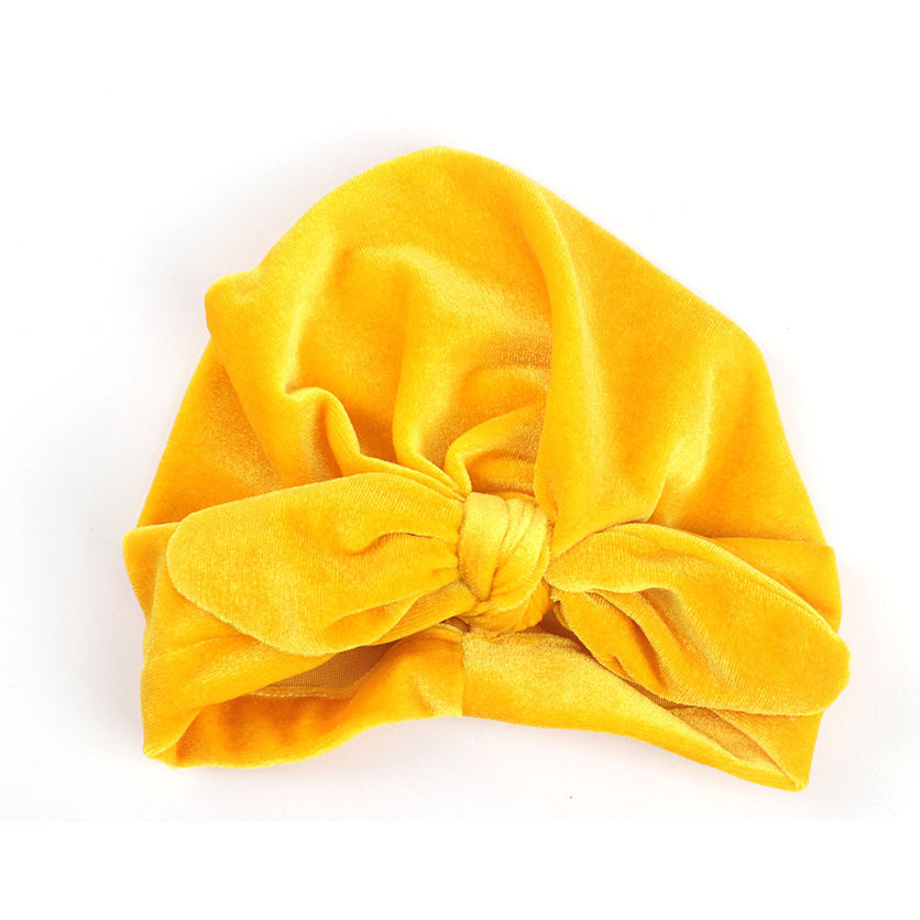 Baby Girl's Velour Turban Hat w Bow - 0816 - Little Kooma
