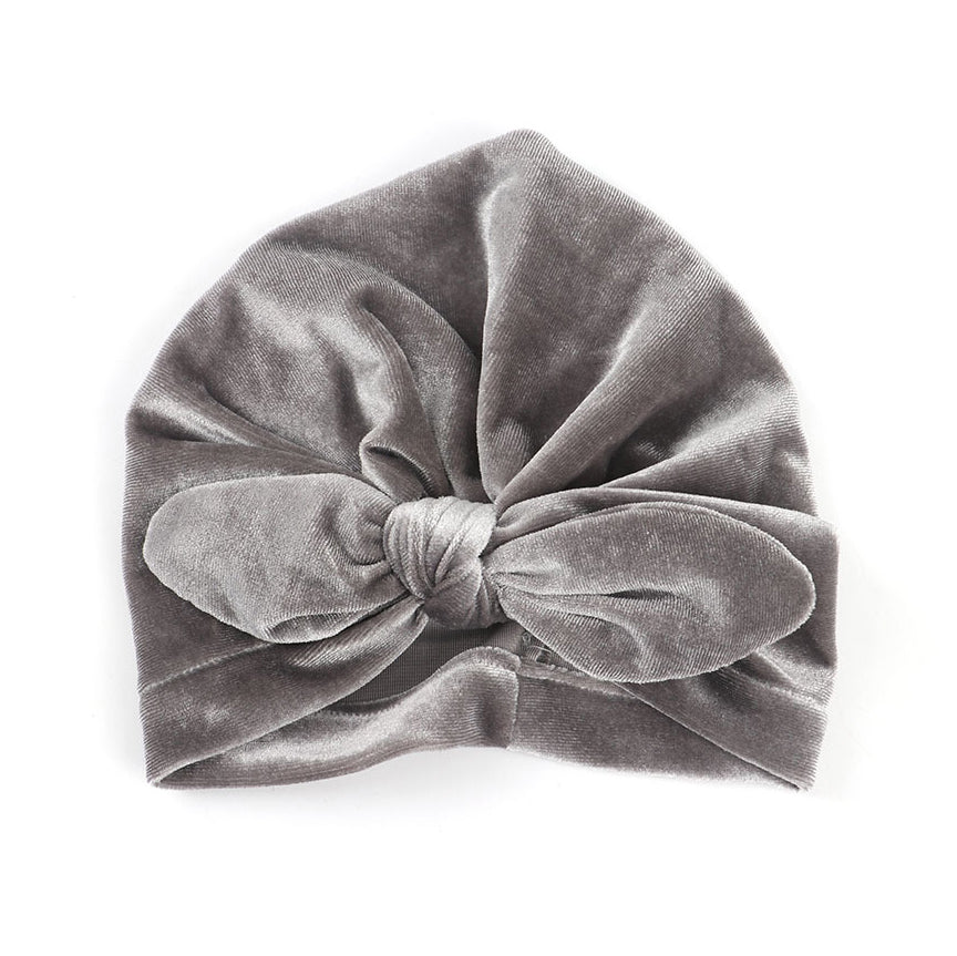 Baby Girl's Velour Turban Hat w Bow - 0816 - Little Kooma