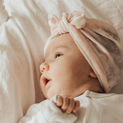 Baby Girl's Velour Turban Hat w Bow - 0816 - Little Kooma