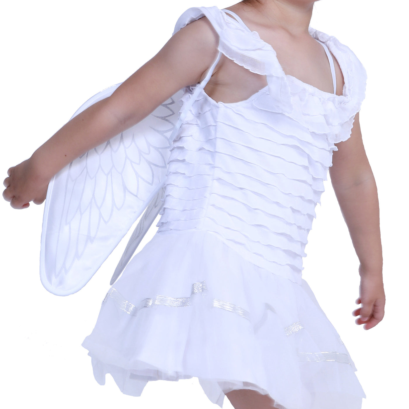 Kids Halloween Costume White Angel w Wings - Little Kooma