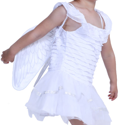 Kids Halloween Costume White Angel w Wings - Little Kooma