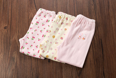 Baby Kid Girls Long Sleeve T-shirt Pants Pajamas Cherries 3 Pack - Little Kooma