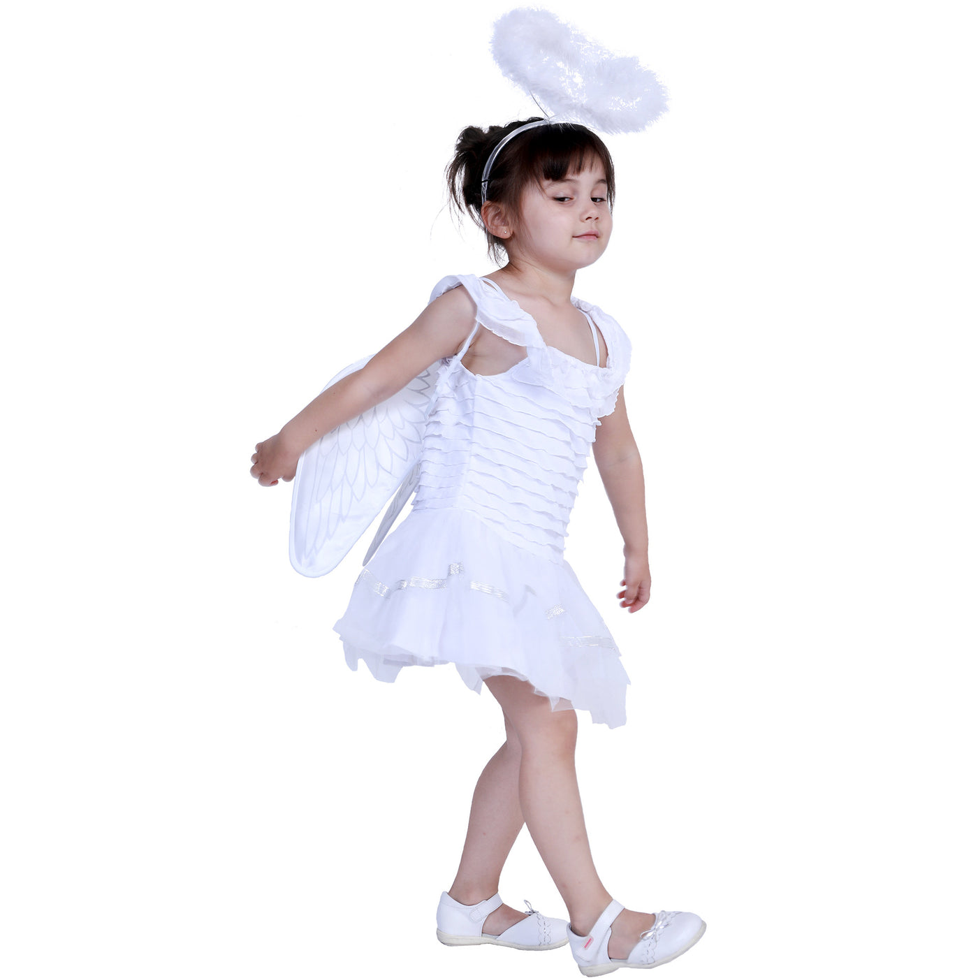 Kids Halloween Costume White Angel w Wings - Little Kooma