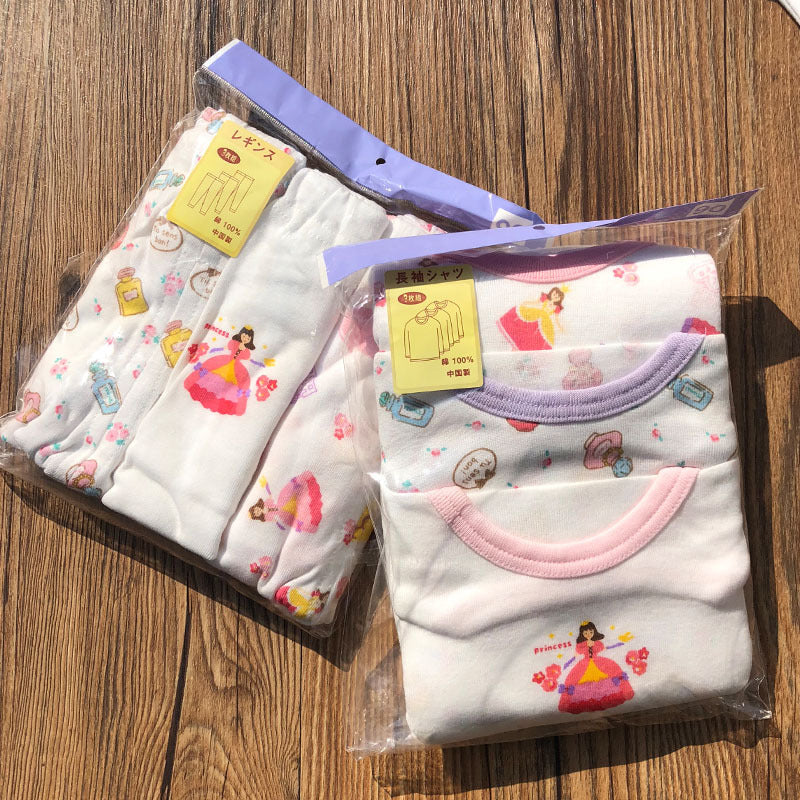 Baby Kid Girls Long Sleeve T-shirt Pants Pajamas Princess 3 Pack - Little Kooma