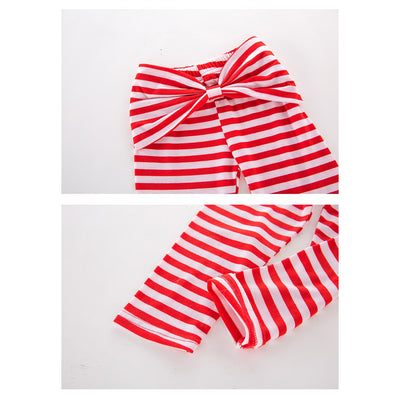 Girl's Christmas Outfit Long Sleeve Splicing Lace Voile Dress n Pants Two Piece Set - 1125 - Little Kooma