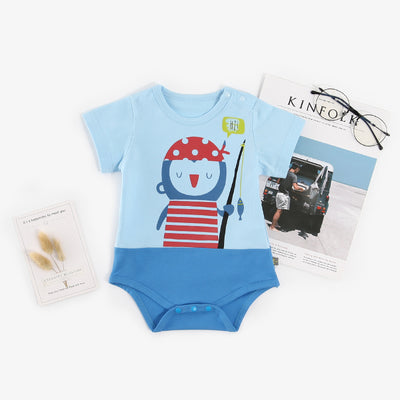 Baby Splicing Bodysuit w Penguin Shark Whale - 1009 - Little Kooma