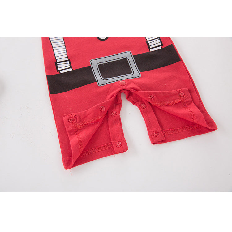 Baby Boy Christmas Outfit Santa Claus Romper w Embroidered Beard n Hat Two Piece Set - 1125 - Little Kooma