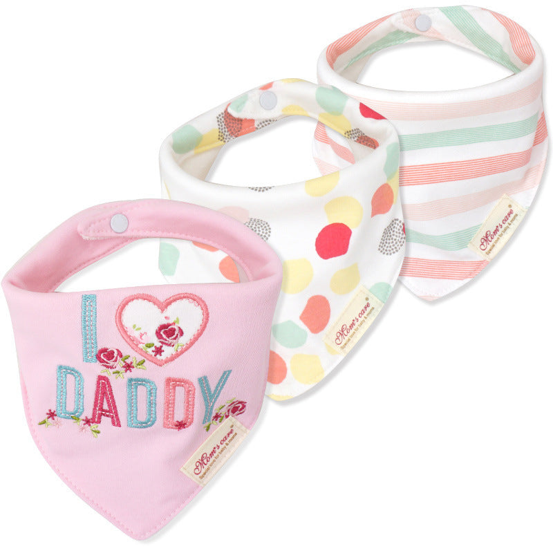 Baby Girl Cotton Towel Bibs 3 Piece Pack - 0719 - Little Kooma