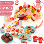 Baby Toddler Kids' Birthday Cake Afternoon Tea Pretend Play Toy Set w Lights & Sound Effects 889-150-82PCS - Little Kooma